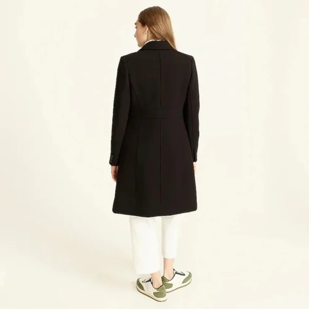 J.Crew Classic Black Lady Day Coat Italian Double Cloth Wool Thinsulate 0 49622 - Picture 3 of 11
